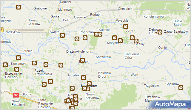 mapa Ksawerów gmina Kramsk, Ksawerów gmina Kramsk na mapie Targeo