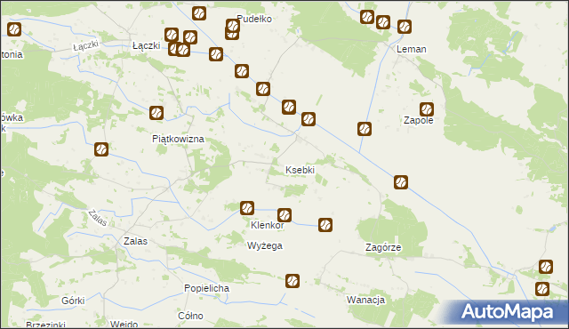 mapa Ksebki, Ksebki na mapie Targeo