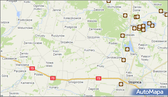 mapa Kuchary gmina Stopnica, Kuchary gmina Stopnica na mapie Targeo