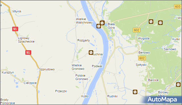 mapa Kuchnia gmina Gniew, Kuchnia gmina Gniew na mapie Targeo