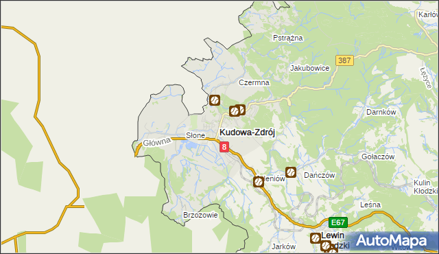 mapa Kudowa-Zdrój, Kudowa-Zdrój na mapie Targeo