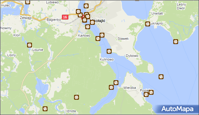 mapa Kulinowo, Kulinowo na mapie Targeo