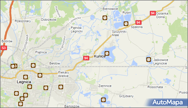 mapa Kunice powiat legnicki, Kunice powiat legnicki na mapie Targeo