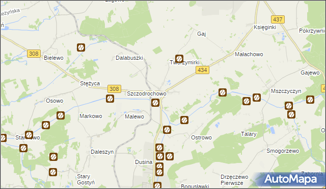 mapa Kunowo gmina Gostyń, Kunowo gmina Gostyń na mapie Targeo