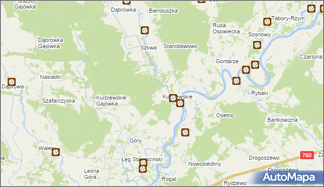 mapa Kurpiewskie, Kurpiewskie na mapie Targeo