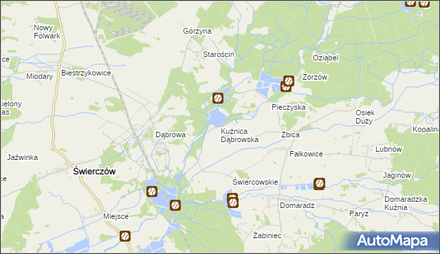 mapa Kuźnica Dąbrowska, Kuźnica Dąbrowska na mapie Targeo