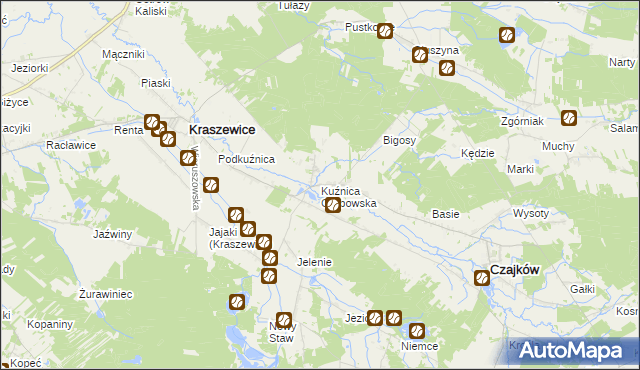 mapa Kuźnica Grabowska, Kuźnica Grabowska na mapie Targeo