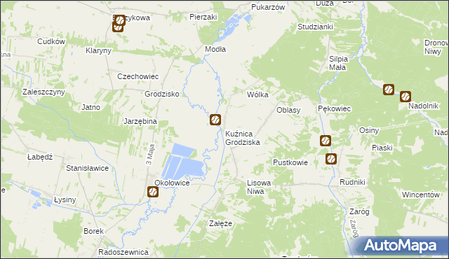 mapa Kuźnica Grodziska, Kuźnica Grodziska na mapie Targeo