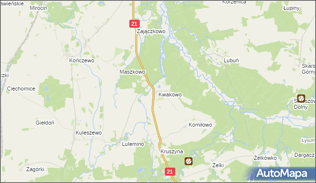 mapa Kwakowo gmina Kobylnica, Kwakowo gmina Kobylnica na mapie Targeo