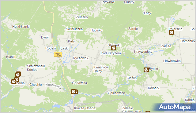 mapa Kwaśniów Górny, Kwaśniów Górny na mapie Targeo