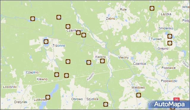 mapa Kwisno, Kwisno na mapie Targeo