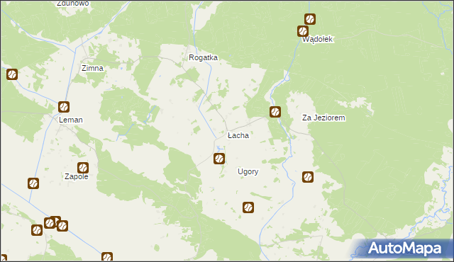 mapa Łacha gmina Turośl, Łacha gmina Turośl na mapie Targeo