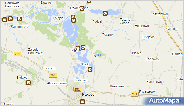 mapa Łącko gmina Pakość, Łącko gmina Pakość na mapie Targeo