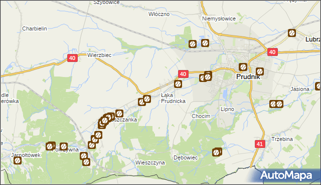 mapa Łąka Prudnicka, Łąka Prudnicka na mapie Targeo