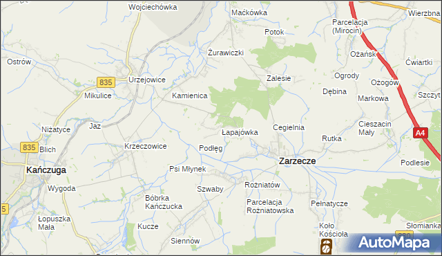 mapa Łapajówka gmina Zarzecze, Łapajówka gmina Zarzecze na mapie Targeo