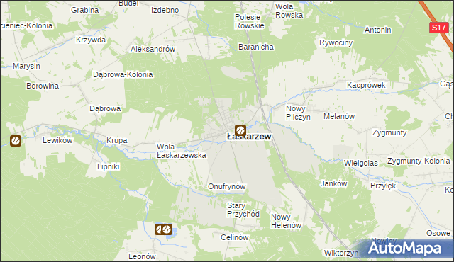 mapa Łaskarzew, Łaskarzew na mapie Targeo