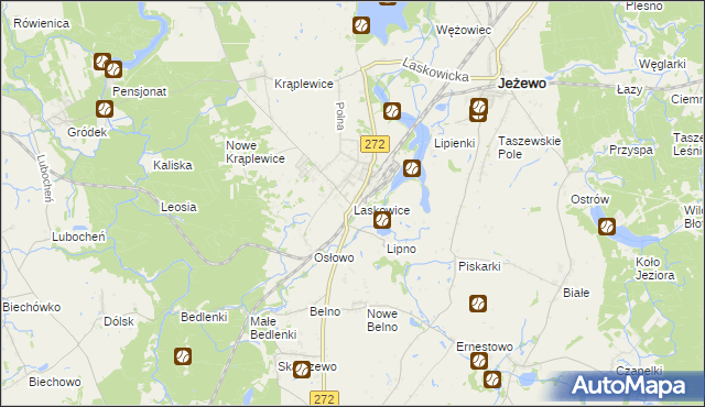 mapa Laskowice gmina Jeżewo, Laskowice gmina Jeżewo na mapie Targeo