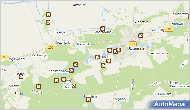 mapa Laskowo gmina Szamocin, Laskowo gmina Szamocin na mapie Targeo