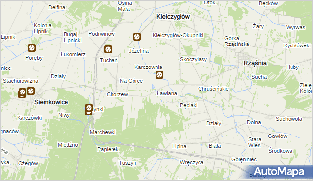 mapa Ławiana, Ławiana na mapie Targeo