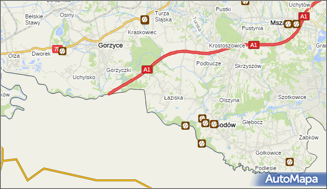 mapa Łaziska gmina Godów, Łaziska gmina Godów na mapie Targeo