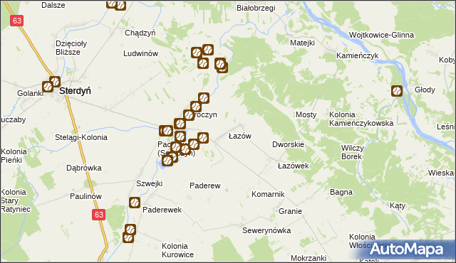 mapa Łazów gmina Sterdyń, Łazów gmina Sterdyń na mapie Targeo