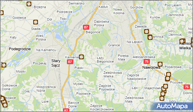 mapa Łazy Biegonickie, Łazy Biegonickie na mapie Targeo