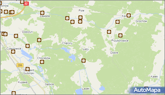 mapa Łazy gmina Gubin, Łazy gmina Gubin na mapie Targeo