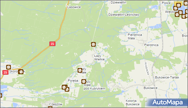 mapa Łazy Wielkie, Łazy Wielkie na mapie Targeo