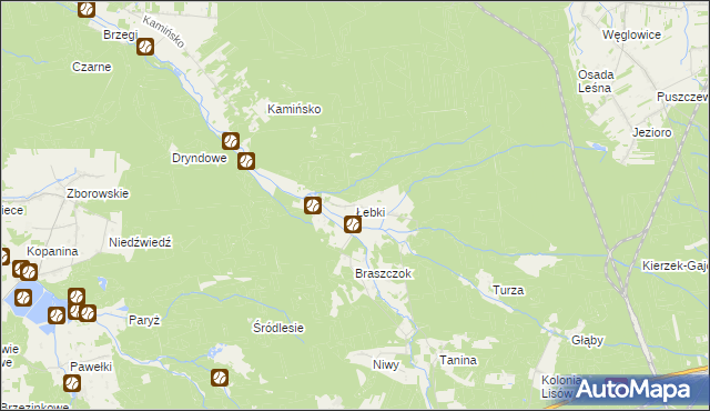 mapa Łebki gmina Herby, Łebki gmina Herby na mapie Targeo