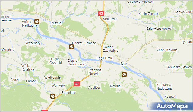 mapa Łęg Nurski, Łęg Nurski na mapie Targeo