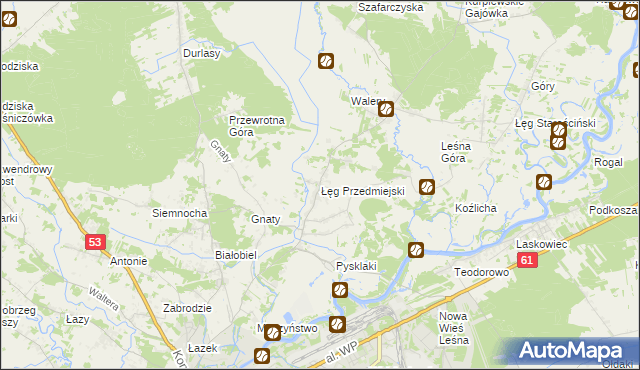 mapa Łęg Przedmiejski, Łęg Przedmiejski na mapie Targeo