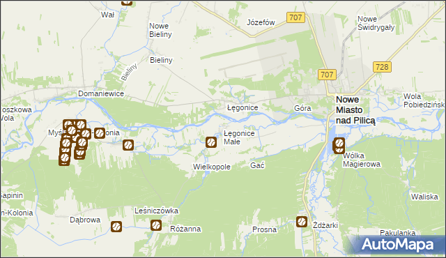 mapa Łęgonice Małe, Łęgonice Małe na mapie Targeo