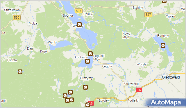 mapa Łęgucki Młyn, Łęgucki Młyn na mapie Targeo