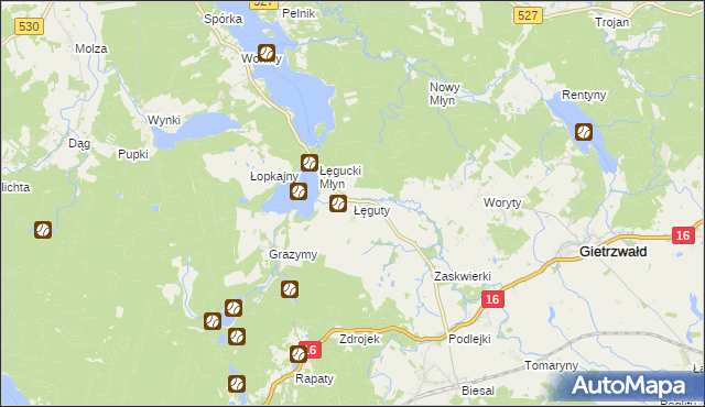 mapa Łęguty, Łęguty na mapie Targeo