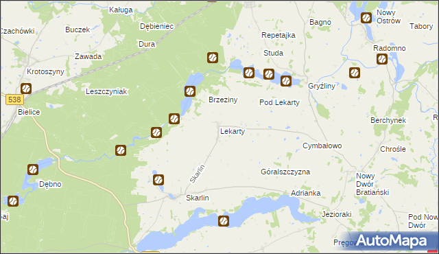 mapa Lekarty, Lekarty na mapie Targeo