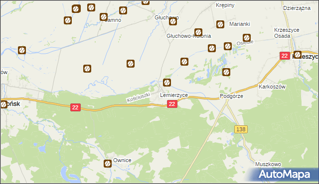 mapa Lemierzyce, Lemierzyce na mapie Targeo