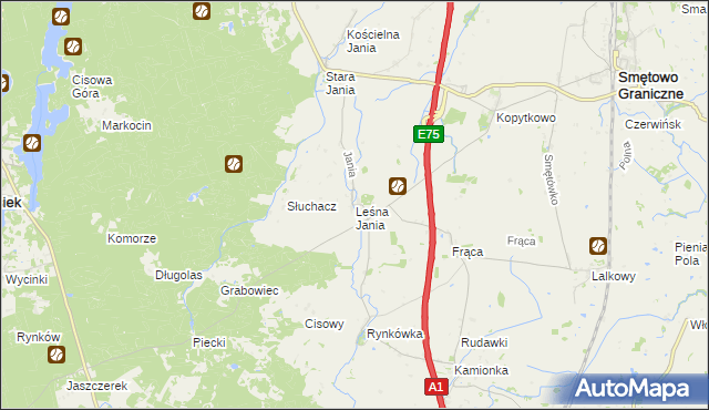 mapa Leśna Jania, Leśna Jania na mapie Targeo