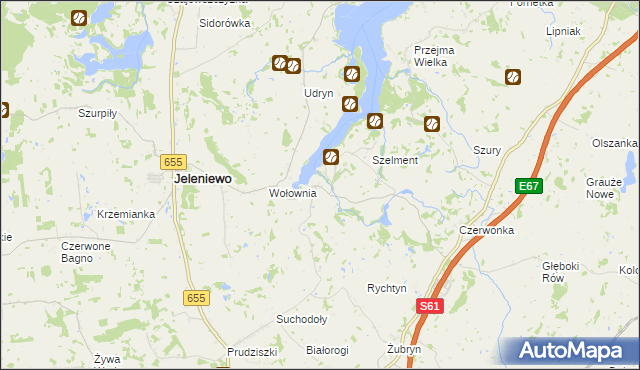 mapa Leszczewo gmina Jeleniewo, Leszczewo gmina Jeleniewo na mapie Targeo