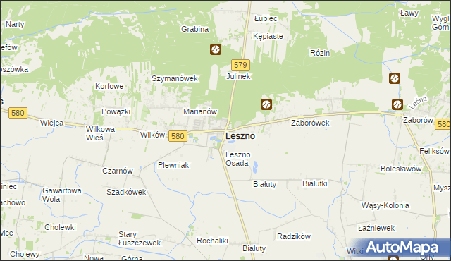 mapa Leszno powiat warszawski zachodni, Leszno powiat warszawski zachodni na mapie Targeo