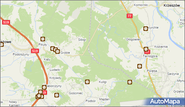 mapa Łętownia gmina Jeżowe, Łętownia gmina Jeżowe na mapie Targeo