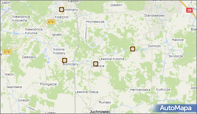 mapa Lewickie-Kolonia, Lewickie-Kolonia na mapie Targeo