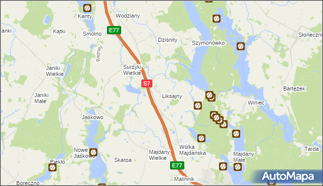 mapa Liksajny, Liksajny na mapie Targeo