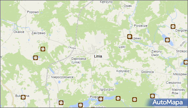 mapa Linia powiat wejherowski, Linia powiat wejherowski na mapie Targeo