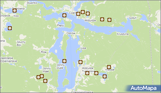 mapa Lipa gmina Karsin, Lipa gmina Karsin na mapie Targeo