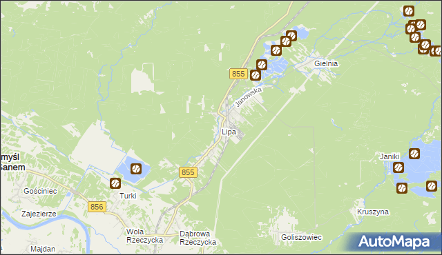 mapa Lipa gmina Zaklików, Lipa gmina Zaklików na mapie Targeo