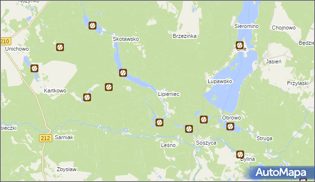 mapa Lipieniec, Lipieniec na mapie Targeo