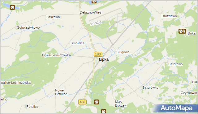 mapa Lipka powiat złotowski, Lipka powiat złotowski na mapie Targeo