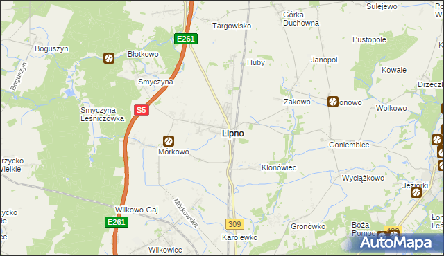 mapa Lipno powiat leszczyński, Lipno powiat leszczyński na mapie Targeo