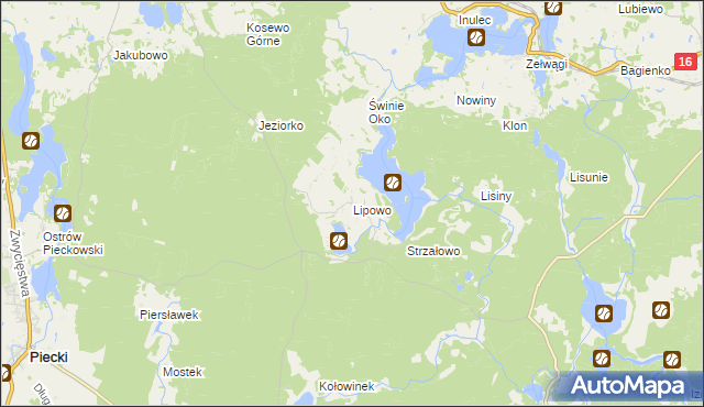mapa Lipowo gmina Piecki, Lipowo gmina Piecki na mapie Targeo