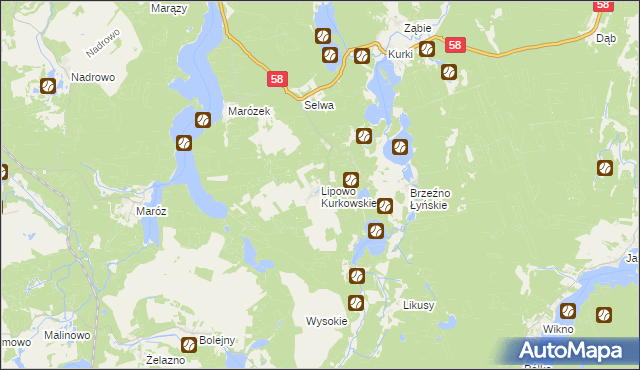 mapa Lipowo Kurkowskie, Lipowo Kurkowskie na mapie Targeo